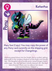 Size: 788x1088 | Tagged: safe, artist:pixel-prism, oc, oc only, oc:kefentse, g3, donut steel, pony card, solo, twilight sparkle's secret shipfic folder