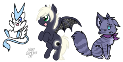 Size: 515x259 | Tagged: safe, artist:night-chimeras-cry, oc, bat pony, cat, pony, fusion, mew, pokémon, victini