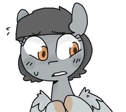 Size: 451x399 | Tagged: safe, artist:meowing-ghost, oc, oc only, oc:peep, bird pone, pigeon, solo, sweat, worried