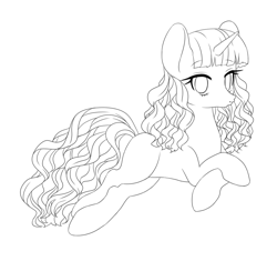 Size: 993x933 | Tagged: safe, artist:shusu, tropical dream, princess spike (episode), background pony, monochrome, prone, solo