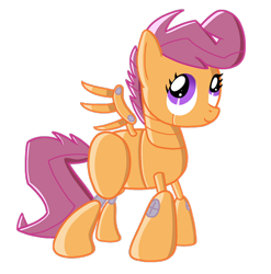 Size: 500x507 | Tagged: safe, artist:fillerartist, derpibooru import, scootaloo, robot, scootabot