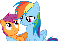 Size: 8000x5618 | Tagged: safe, artist:djdavid98, derpibooru import, rainbow dash, scootaloo, pegasus, pony, sleepless in ponyville, .ai available, absurd resolution, best pony, duo, heartwarming, hug, scootalove, simple background, transparent background, vector