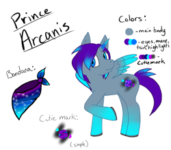 Size: 800x700 | Tagged: safe, artist:pretty-paroxysm, oc, oc only, oc:prince arcanis, alicorn, pony, alicorn oc, male, reference sheet, royalty, solo