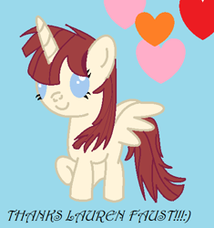 Size: 466x496 | Tagged: safe, artist:nabilla2010, oc, oc only, oc:fausticorn, foal, lauren faust, solo