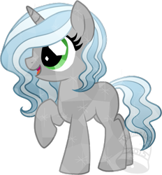 Size: 557x600 | Tagged: dead source, safe, artist:tambelon, idw, oc, oc only, oc:healing wish, crystal pony, pony, unicorn, blank flank, female, filly, good end, offspring, parent:king sombra, parent:radiant hope, parents:hopebra, simple background, solo, transparent background, watermark
