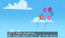 Size: 740x435 | Tagged: safe, screencap, g3.5, twinkle wish adventure, balloon, cloud, cloudy, dreams do come true, no pony, sky, subtitles