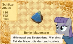 Size: 862x517 | Tagged: safe, maud pie, berlin wall, german, stone, tomodachi life, translated in the description