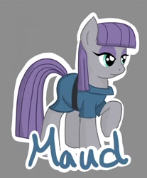 Size: 1059x1280 | Tagged: safe, artist:velocityraptor, maud pie, earth pony, pony, clothes, female, gray coat, mare, purple mane, solo