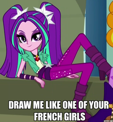 Size: 708x767 | Tagged: safe, edit, edited screencap, screencap, aria blaze, equestria girls, rainbow rocks, caption, clothes, draw me like one of your french girls, female, image macro, meme, solo