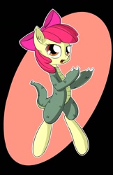 Size: 825x1275 | Tagged: safe, artist:firebrandkun, apple bloom, dragon, pony, bipedal, clothes, cosplay, solo