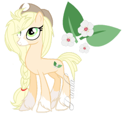 Size: 630x600 | Tagged: safe, artist:ipandacakes, oc, oc only, oc:honey blossom, earth pony, pony, blaze (coat marking), braid, cowboy hat, cutie mark, female, hat, long mane, mare, offspring, parent:applejack, parent:trouble shoes, parents:troublejack, simple background, socks (coat marking), transparent background