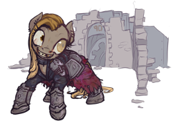 Size: 1200x900 | Tagged: safe, artist:inlucidreverie, oc, oc only, oc:ween, earth pony, pony, fallout equestria, blind eye, clothes, creepy, dress, raider