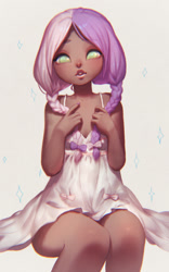 Size: 800x1280 | Tagged: safe, artist:frali, sweetie belle, human, clothes, dark skin, dress, humanized, lips, moderate dark skin