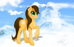 Size: 3164x2000 | Tagged: safe, artist:falcotte, oc, oc only, brony, mascotte, matterhorn, mountain, snow, swiss, switzerland, winter