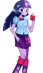 Size: 700x1200 | Tagged: safe, artist:makita, twilight sparkle, equestria girls, book, pixiv, solo