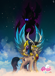 Size: 1024x1422 | Tagged: safe, artist:mauroz, discord, alicorn, pony, armor, pony discord, solo, yin-yang