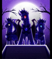 Size: 842x949 | Tagged: safe, artist:inuhoshi-to-darkpen, oc, oc only, oc:night storm, oc:onyx stone, oc:silver star, bat pony, pony, full moon, moon, wing claws