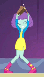 Size: 250x440 | Tagged: safe, screencap, blueberry pie, equestria girls, rainbow rocks, animated, background human, cowbell, more cowbell