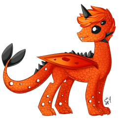 Size: 1024x1058 | Tagged: safe, artist:exceru-karina, oc, oc only, changeling, dragon, hybrid, male, orange changeling, solo