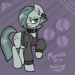 Size: 1000x1000 | Tagged: safe, artist:aer0 zer0, marble pie, alternate hairstyle, clothes, cutie mark, jacket, redesign, shirt, solo