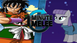 Size: 1024x576 | Tagged: safe, maud pie, dragon ball, dragon ball z, one minute melee, yamcha