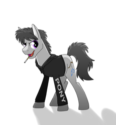 Size: 600x650 | Tagged: safe, artist:meowhampton, oc, oc only, oc:johnny, earth pony, pony, cigarette, clothes, male, simple background, smoking, solo, stallion