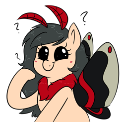 Size: 953x935 | Tagged: safe, artist:notenoughapples, oc, oc only, oc:scarlet strings, mothpony, original species, looking at you, smiling, solo