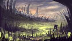 Size: 1920x1080 | Tagged: dead source, safe, artist:shamanguli, changeling, changeling hive, scenery, solo