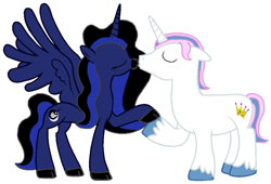 Size: 1024x698 | Tagged: safe, artist:iceagelover, oc, oc only, oc:elusive, oc:princess moonlight, female, kissing, male, oc x oc, offspring, offspring shipping, parent:fancypants, parent:fleur-de-lis, parent:king sombra, parent:princess luna, parents:fancyfleur, parents:lumbra, shipping, straight