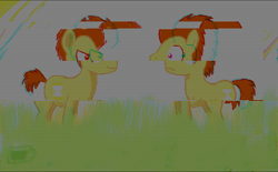 Size: 650x403 | Tagged: safe, artist:gallifreyanequine, doctor whooves, glitch, glitch art, self ponidox, sepia tock