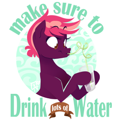 Size: 1280x1280 | Tagged: safe, artist:jitterladybug, oc, oc only, oc:razzmatazz, advice, drink, public service announcement, solo, water