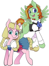 Size: 538x720 | Tagged: safe, artist:jezebeltart, oc, oc only, oc:barley tender, oc:caramel malt, barmel, clothes, convention, ponyville ciderfest