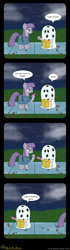 Size: 800x2846 | Tagged: safe, artist:meckelfoxstudio, maud pie, bag, candy, charlie brown, clothes, comic, costume, crossover, halloween, happy ending, i got a rock, it's the great pumpkin charlie brown!, peanuts, rock