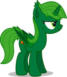 Size: 834x958 | Tagged: safe, artist:limedreaming, oc, oc only, oc:lime dream, alicorn, bat pony, pony, unicorn, alicorn oc, dream, fangs