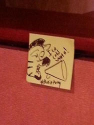 Size: 600x800 | Tagged: safe, artist:postitpony, zebra, bronycon, got dat ice cold water and it's only one dollar, ice cold water guy, sticky note