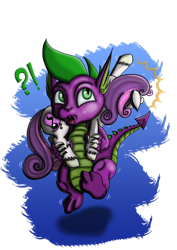 Size: 1024x1448 | Tagged: safe, artist:dinodraketakethecake, spike, sweetie belle, dragon, cutie mark, female, male, older, shipping, spikebelle, straight