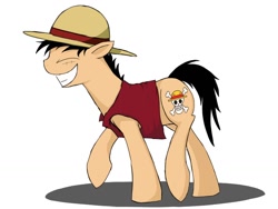 Size: 1024x768 | Tagged: safe, artist:scoot0i0i08, monkey d luffy, one piece, ponified, solo