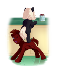 Size: 1689x2148 | Tagged: safe, artist:mylittlesheepy, oc, oc only, oc:astral, oc:mach, pegasus, pony, fallout equestria, fallout equestria: outlaw, blank flank, brother and sister, colt, commission, cookie jar, female, filly, male, siblings, younger