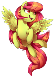 Size: 1000x1400 | Tagged: safe, artist:heilos, oc, oc only, oc:tulipa, pegasus, pony, flying, solo