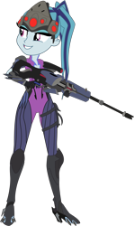 Size: 2468x4134 | Tagged: safe, artist:sonofaskywalker, sonata dusk, equestria girls, absurd resolution, clothes, crossover, gloves, gun, overwatch, ponytail, solo, weapon, widowmaker