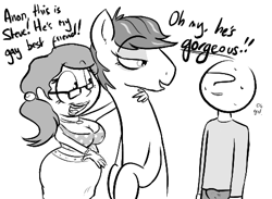 Size: 478x349 | Tagged: artist needed, safe, oc, oc only, oc:anon, oc:steve the gay pony, monochrome