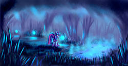 Size: 2900x1500 | Tagged: dead source, safe, artist:shamanguli, twilight sparkle, twilight sparkle (alicorn), alicorn, pony, female, forest, mare, scenery, solo