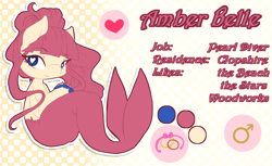 Size: 1000x613 | Tagged: safe, artist:loyaldis, oc, oc only, oc:amber belle, mermaid, merpony, sea pony, femboy, male, reference sheet