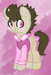 Size: 424x629 | Tagged: safe, artist:sweet-poni, oc, oc only, oc:happy pants, blushing, solo