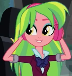 Size: 792x836 | Tagged: safe, screencap, lemon zest, equestria girls, clothes, cropped, crystal prep academy uniform, headphones, school uniform, solo