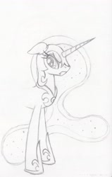 Size: 2720x4272 | Tagged: safe, artist:coltboy, nightmare moon, angry, bust, lineart, monochrome, pencil drawing, portrait, solo, traditional art