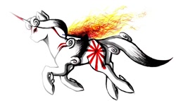 Size: 1024x585 | Tagged: safe, artist:art-surgery, amaterasu, crossover, okami, ponified, running, solo