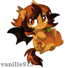 Size: 1280x1120 | Tagged: safe, artist:spookyle, oc, oc only, oc:pumpkin spice, bat pony, pony, bat pony oc, pumpkin, simple background, solo, transparent background