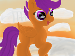 Size: 800x600 | Tagged: safe, artist:minosua, scootaloo, cloud, cloudsdale, cloudy, sky, solo