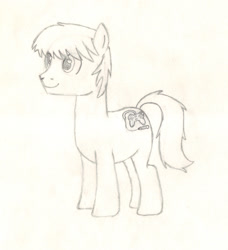 Size: 1883x2064 | Tagged: safe, artist:chronicle23, oc, oc only, earth pony, pony, 3/4 view, male, monochrome, pencil drawing, solo, stallion, traditional art